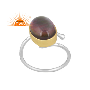 Anillo apilable de piedras preciosas de cristal de labradorita doble Natural de plata de ley fina 925 para fabricante de joyería de mujer - Product Image 1