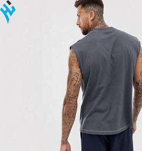 Hot Selling .Quick Dry Breathable Plain Blank Grey Oversized Dropped Armholes <b>Tank</b> <b>top</b> Fitness Men - Product Image 2
