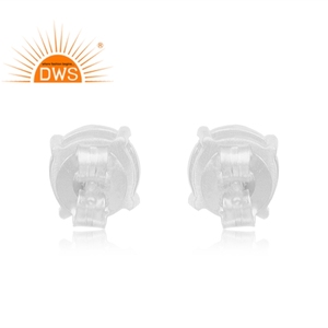 Vert Moonstone Prong Set Boucles D'oreilles Bijoux En Gros Designer 925 Argent Minuscule Boucles D'oreilles Rondes Collection Classique - Product Image 2