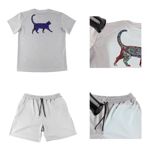 Ensemble t-shirt et Short pour hommes, vêtements de sport de haute qualité, logo personnalisé, Sweat-shirt, séchage rapide et respirant, 100% - Product Image 4