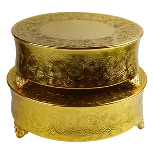 Fatti a mano di Grandi Dimensioni A Forma di Disegno Del Basamento Della Torta Con il Design Unico Livello Royal Gold Finitura Stand Gastronomico Ristorante Casa & Party Decor