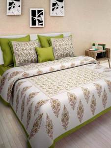 Draps de lit King Size faits à la main Sanganeri, literie florale mandala, coton décoratif doux, décoration intérieure, imprimé Jaipur par des consignateurs indiens - Product Image 3