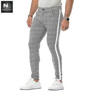 Pantalon de Jogging serré pour hommes, vêtements d'entraînement, de Fitness, de survêtement à carreaux, extensibles, décontractés, avec poches, tenue de course en plein air, - Product Image 3