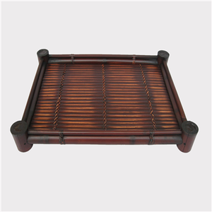 Handicraft Style Rustic <b>Bamboo</b> Serving Tray 100% Eco-Friendly Custom with Handy Handles for Storage or Decoration - Product Image 2