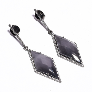 ต่างหูเงินแท้สไตล์วินเทจสำหรับผู้หญิงประดับ925ด้วยพลอยลูกบาศก์เพทายที่ทันสมัย - Product Image 2