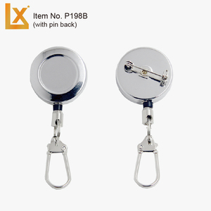 Moulinet de badge rétractable rond en métal, tambour fixe de 25 mm avec goupille de sécurité et identification, pour mousqueton de pêche - Product Image 1
