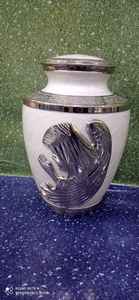 BRASS ANGEL PRAYING ENGRAVED WHITE CREMATION URN <b>FUNERAL</b> <b>SUPPLIES</b> Brassworld India - Product Image 5