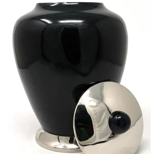 Venta caliente Urna de cremación de latón negro de estilo americano para adultos Urna conmemorativa de entierro de cementerio con acabado colorido de aluminio - Product Image 1