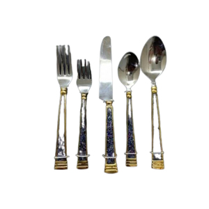 Couverts en métal d'acier inoxydable de conception antique plaquée par or de poignée en bois pour la cuisine, hôtels, couverts de restaurant - Product Image 5