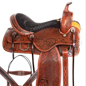 Western Leather Barrel Racing Horse Saddle Tack Set LTR_WAD_WS_003 (Seat Size 14"-18")