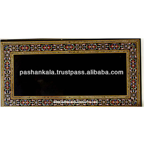 Bloc de Table à manger en marbre noir, 15 pièces, style ancien - Product Image 1