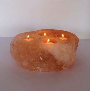 Himalayan Salt Natural Shape <b>Candle</b> <b>Holder</b> 4 Holes Eco-Friendly Handmade Christmas Increases Energy Levels Reduces Allergy - Product Image 2