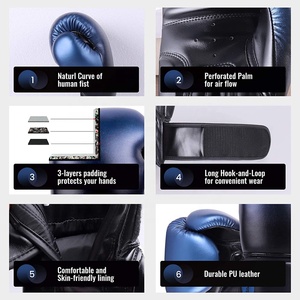 Guantes de boxeo de cuero PU de alta calidad OEM colores personalizables mejor material para uso en exteriores con empuñaduras - Product Image 2