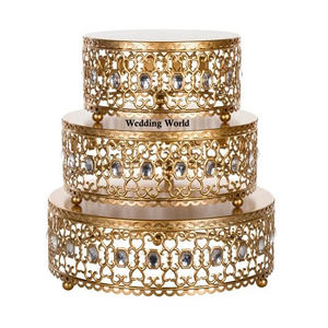 <b>Set</b> Of Two Gold Finished Metal Cake Stand Round Shape <b>Kitchen</b> Decorative Handmade Premium Quality Handmade Fancy Cake Stand - Product Image 6