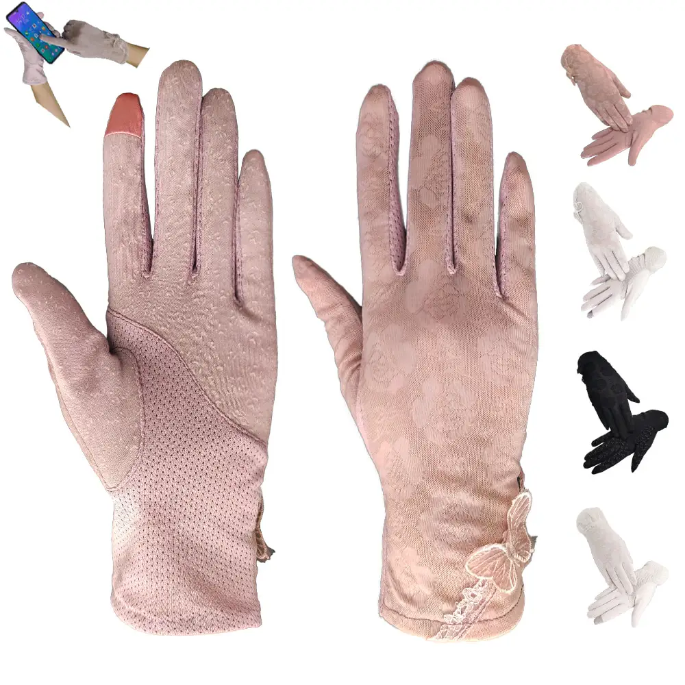 Оптовая продажа, женские модные летние перчатки для сенсорного экрана с защитой от ультрафиолетовых лучей