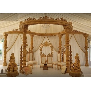 Rond élégant Rohini Mandap pour les mariages sud-asiatiques Décoration de cérémonie de mariage hindou à Londres Mandap en bois fabriqué à la main - Product Image 1