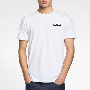 T-shirt col rond pour homme, haut personnalisé de haute qualité en coton biologique, coupe slim, simple et blanc, 100% - Product Image 3