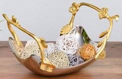 Tazón para Servir Ecológico de Acero Inoxidable Georgiou and Awesome con Asas Decorativas Doradas, Elegante Plato Curvo para Dulces - Product Image 3