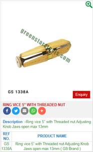 Ring Vices 5 Inches With <b>Threaded</b> Nut GS 1338A for Jewelry <b>Tools</b>-Jewellery <b>Tools</b> - Product Image 2