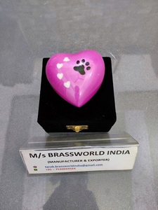 Urna Funeraria de Aluminio con Cara de Gato Pintada a Mano, Corazón Morado, Estilo Americano, Recuerdo para Mascotas, Brassworld India - Product Image 4