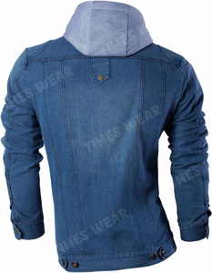 Chaqueta vaquera ajustada personalizada para hombre, chaqueta vaquera informal con capucha extraíble - Product Image 4