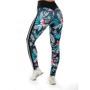 Leggings de yoga pour femmes à taille mi-haute, en Spandex/Polyester, imprimés par sublimation personnalisée, antibactériens, séchage rapide, avec logo personnalisé, vente en gros - Product Image 2