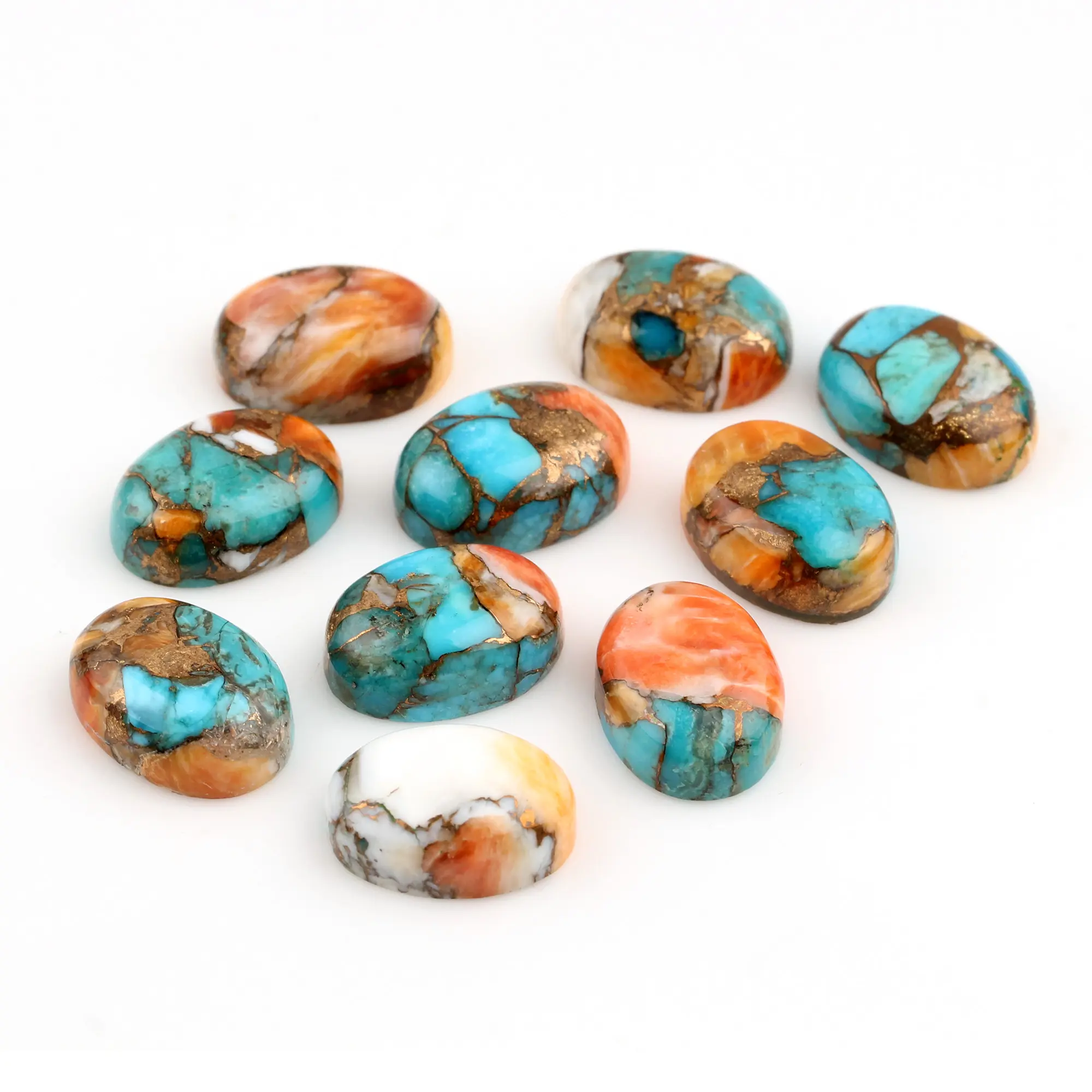 Bijuterias naturais de 12x16mm, joias espinhas de cobre e turquesa, semi preciosas, planas e traseiras de cabochão