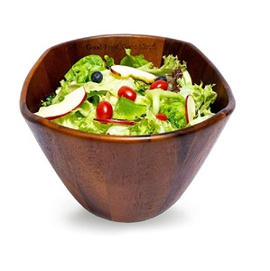 Ensemble de bols de service en bois pour fruits et salade Idéal pour la vaisselle et la vaisselle Parfait pour les mariages et la décoration intérieure - Product Image 1