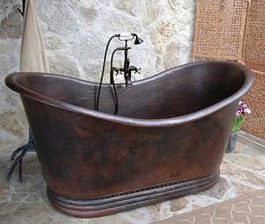 Baignoire de luxe autoportante avec double pantoufle Finition en cuivre antique Robinet inclus-pour salle de bain Disponible Prix de gros - Product Image 6