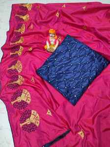 ชุดผ้าส่าหรีพิมพ์ลายผ้าคอตตอนพร้อมเสื้อชิ้นผ้าชุดสำหรับผู้หญิงอินเดียส่าหรี - Product Image 2