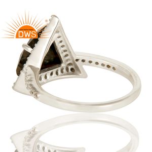 Bague Statement en Zircon Blanc, Fournisseur de Bijoux, Argent Sterling 925 Massif, Jaspe Zèbre, Bijoux Personnalisés - Product Image 4