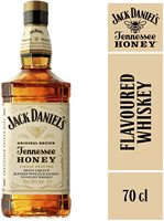Liqueur Jack Daniel's Tennessee Honey 70 cl, saveur miel d'érable, orange, pomme, sirop de caramel, fumée, ambre/doré, 35%, bouteille