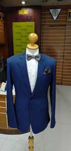 Costumes d'affaires à boutonnage simple pour hommes Tissu en laine plissé à l'avant - Product Image 3