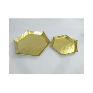 Plateau de service fait main, élégant, unique, classique, élégant, petit plat décoratif ovale fini or - Product Image 3