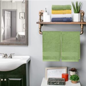 Super Soft 14x30 Inch Solid Green Bathroom <b>Hand</b> <b>Towels</b> Highly Absorbent for Bath Gym Spa Baby Face-for Kitchen Bedroom Use 2PACK - Product Image 3