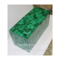 Boîte en malachite naturelle polie artisanale HG pour la décoration de la maison, origine Inde