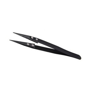 Pincettes noires en céramique à visée droite pour le soudage électronique avec poignée en acier inoxydable pincettes noires à bord pointu - Product Image 4