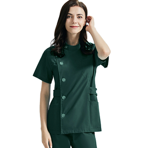 Uniformes de hospital unisex de verano último diseño botón lateral enfermera Jogger Scrubs poliéster Spandex Jersey tela para clima cálido - Product Image 6