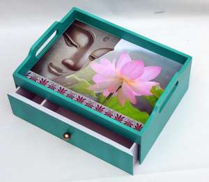 ถาดเสิร์ฟทรงสี่เหลี่ยมผืนผ้าทำจากไม้เคลือบสติกเกอร์สีสันสดใสตกแต่งตามขนาดสั่ง - Product Image 6