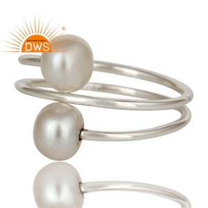 Anillo de Plata de Ley 925 con perlas blancas y gemas naturales, joyería de diseño con espiral, venta al por mayor - Product Image 2