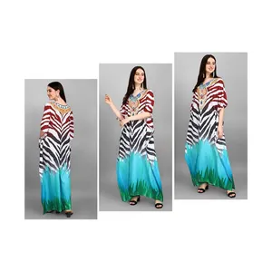 100% Cotton Women Summer Clothing Kaftan Dress Plus Size Floral Print Dress kaftns At Low Price