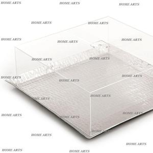 Plateau alimentaire de design simple couleur argent, plateau à dessert en acier inoxydable de qualité supérieure avec couvercle en acrylique, en gros - Product Image 3
