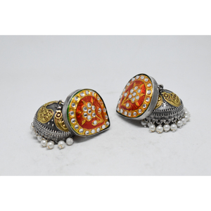 Meenakari ห่วงหินทองเหลือง,ตุ้มหูแฟชั่นล่าสุดสำหรับสตรีและสุภาพสตรี - Product Image 1