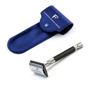 Maquinilla de afeitar de seguridad de doble filo de color dorado reutilizable y sin plástico con mango largo - Product Image 5