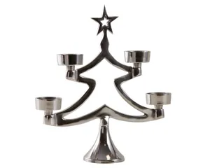 圣诞树装饰茶灯烛台4个灯芯头与星星银色北欧金属装饰烛台