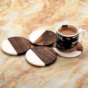 Posavasos de piedra de madera y mármol Decoraciones para el hogar Juego de posavasos de estilo redondo de lujo - Product Image 5