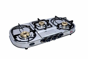 เตาแก๊สคุณภาพสูง 3 หัวเตา ไฟสีฟ้า พร้อมขอบโค้ง - Product Image 2