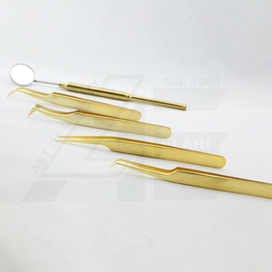ชุดต่อขนตา5ชิ้นแบบตรงหรือแบบโค้งหรือแบบสแตนเลสสีทองแหนบสวยงามโดย La elahi และ CO - Product Image 2