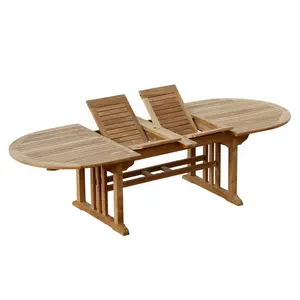 屋外ガーデンテーブル家具用の優れた品質の持続的な家具チーク楕円形ダブル拡張ダイニングテーブル4