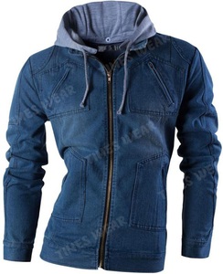 Chaqueta vaquera ajustada personalizada para hombre, chaqueta vaquera informal con capucha extraíble - Product Image 2